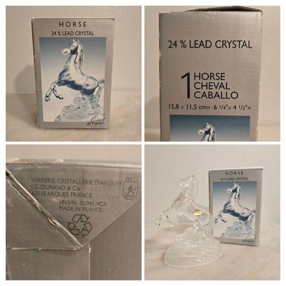 Cristal d’Arques HORSE FIGURINE Stallion Rising Up Crystal Paperweight France - Picture 8 of 8